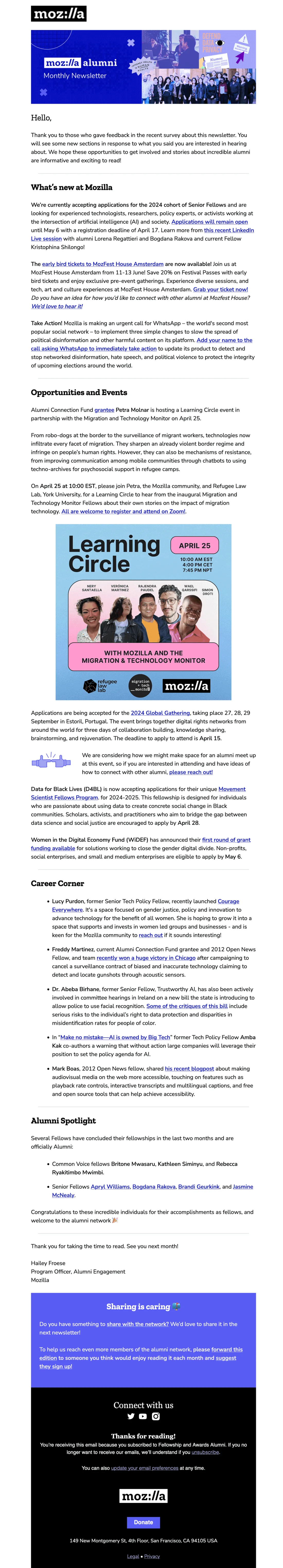 Mozilla Alumni Newsletter