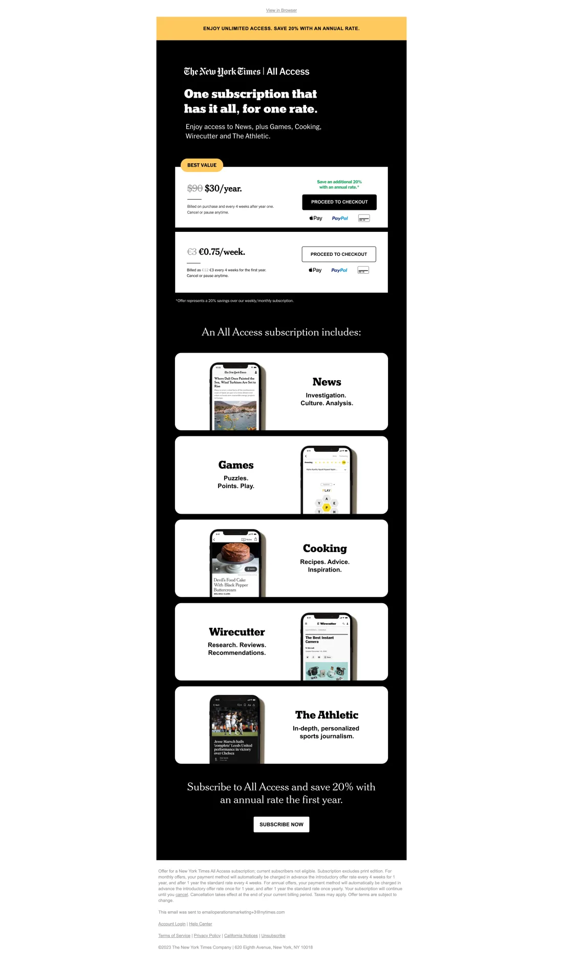 New York Times — Sale Email